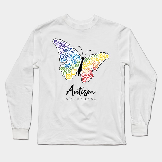 Autism Awareness Butterfly Long Sleeve T-Shirt by amyvanmeter